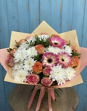 Букет цветов из:  Розы, Герберы и Хризантемы в Виля