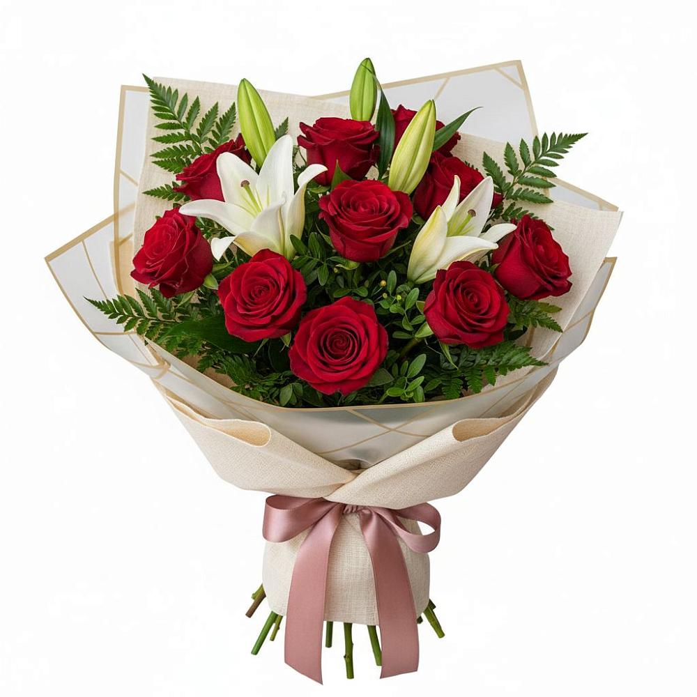 Букет цветов из: Лилии и Розы в Виля