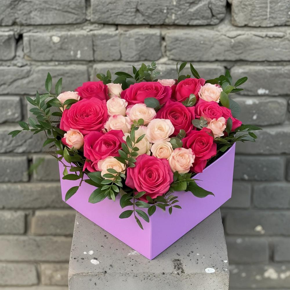 Цветочная композиция из Розы в коробке в Виля
