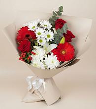 Букет цветов из:  Розы, Хризантемы, Герберы и Лилии в Виля