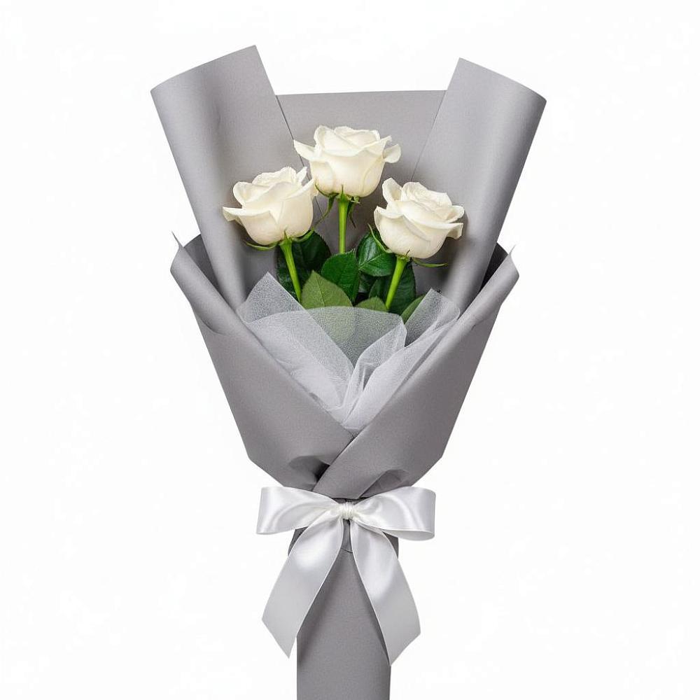Букет 3 белые розы в Виля