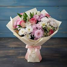 Букет цветов из:  Хризантемы, Альстромерии и Розы в Виля