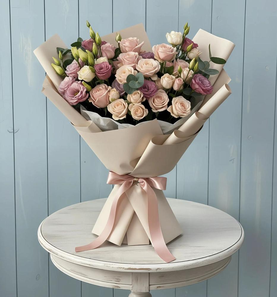 Букет цветов из: Розы и Лизиантусы в Виля