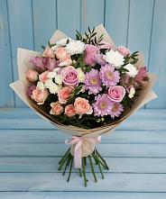Букет цветов из:  Хризантемы, Розы и Альстромерии в Виля