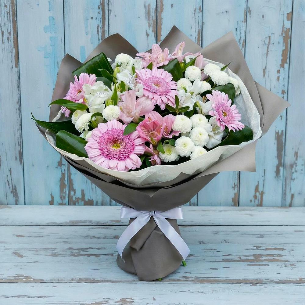 Букет цветов из: Герберы, Альстромерии и Хризантемы в Виля