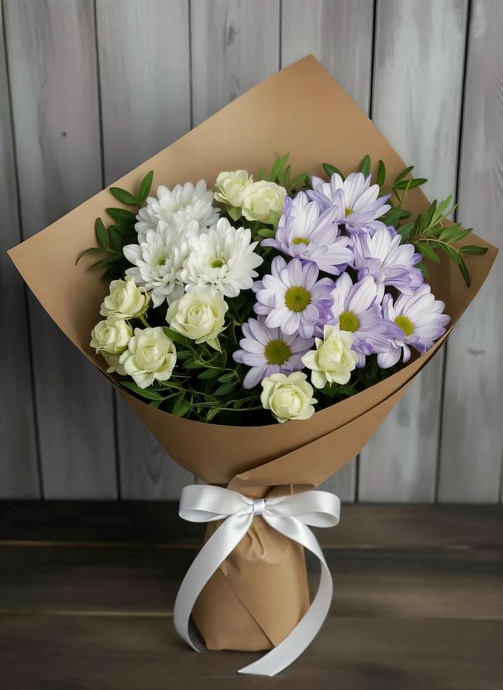 Букет цветов из: Хризантемы и Розы в Виля